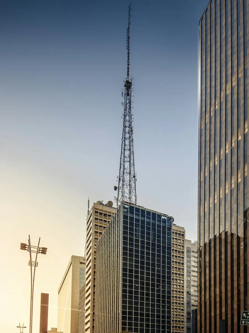 Office towers on Avenida Paulista, São Paulo, at golden hour